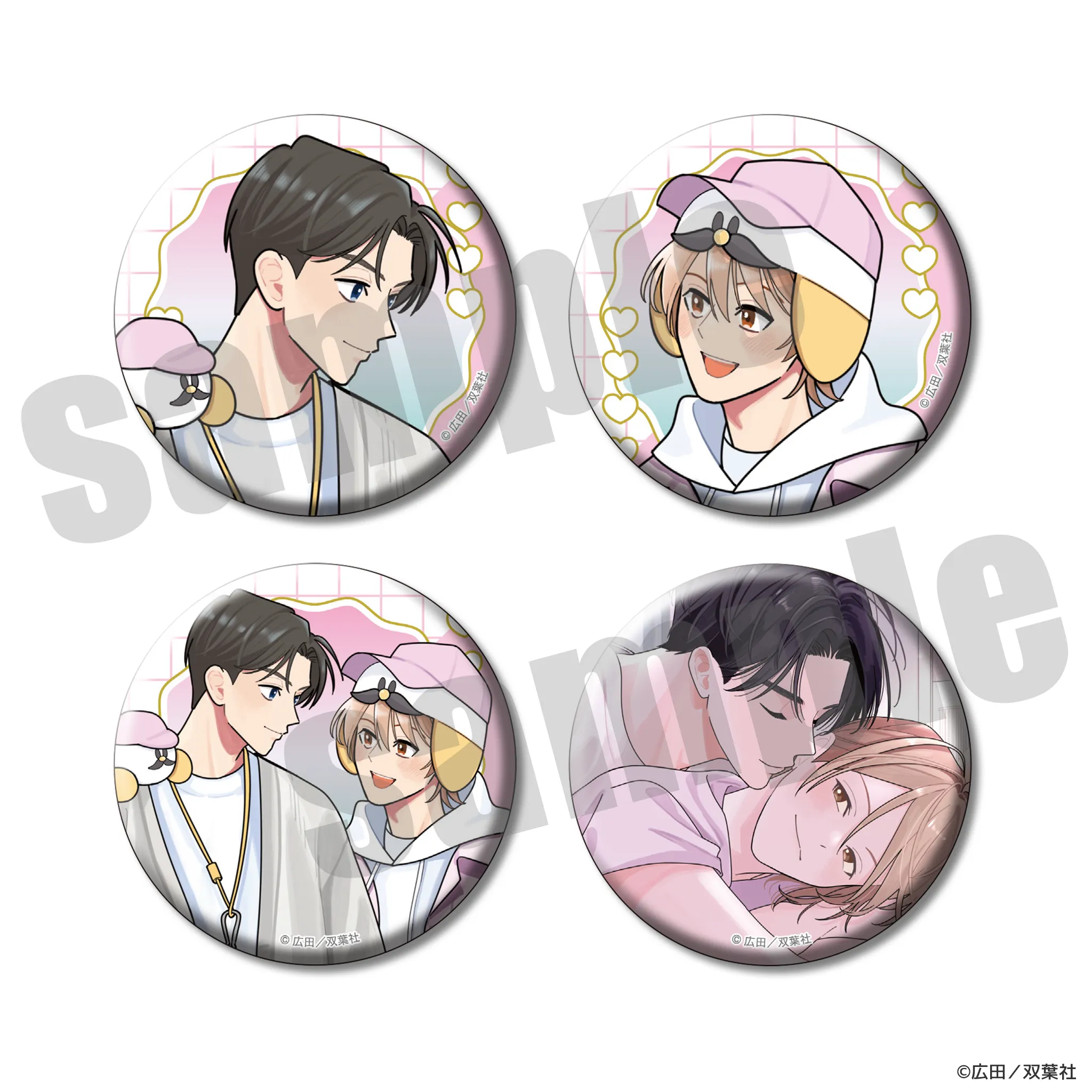 チルシェ3周年フェア 好きとおかえり 缶バッジ4種セット デート＆デザートver.