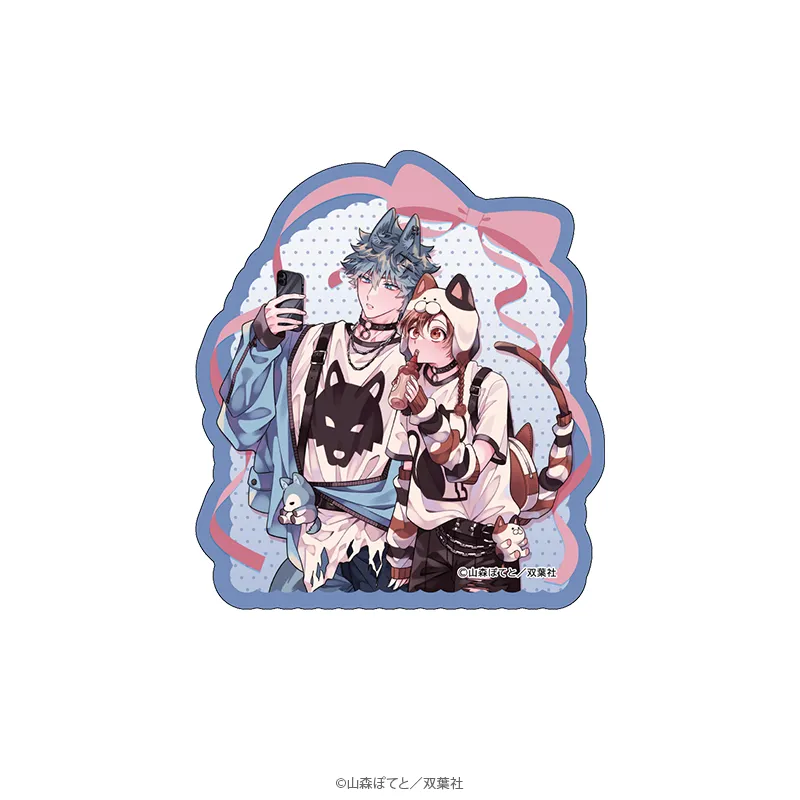 マージナル8周年フェア 蓮木くんと三毛くん モバイルステッカー デートver.